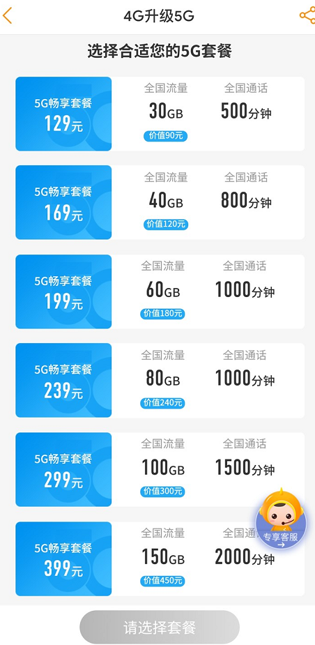 移动、电信、联通5G套餐对比 三大运营商5G收费